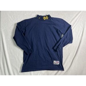 Maxit NFL Pro Line Michigan Men's Navy Blue Mock Neck Long Sleeve T-Shirt